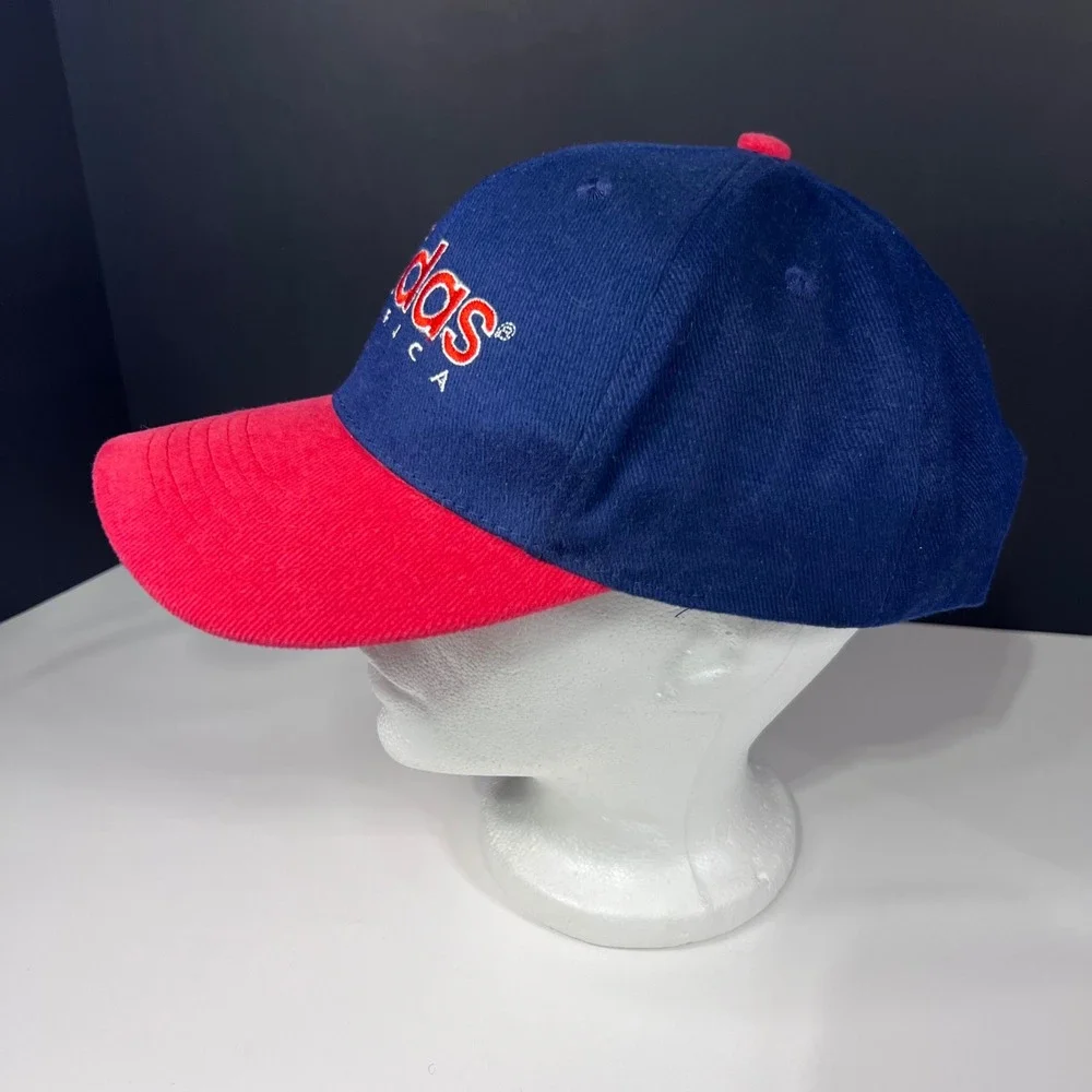 Vintage‎ Adidas America Snapback Hat Blue Red Brim Two Tone 90s Cap OSFM
